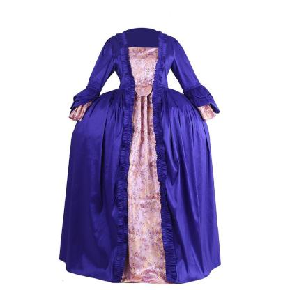 18th Century Rococo Purple Brocade Embroidered Gown - Astricos' Medieval Series-Astricos