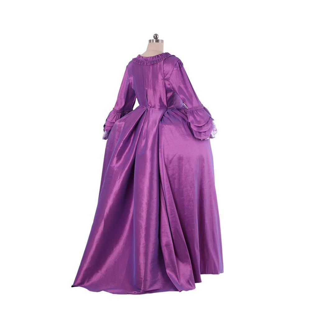 18th Century Rococo Purple Brocade Dress - Embroidered Medieval Gown-Astricos