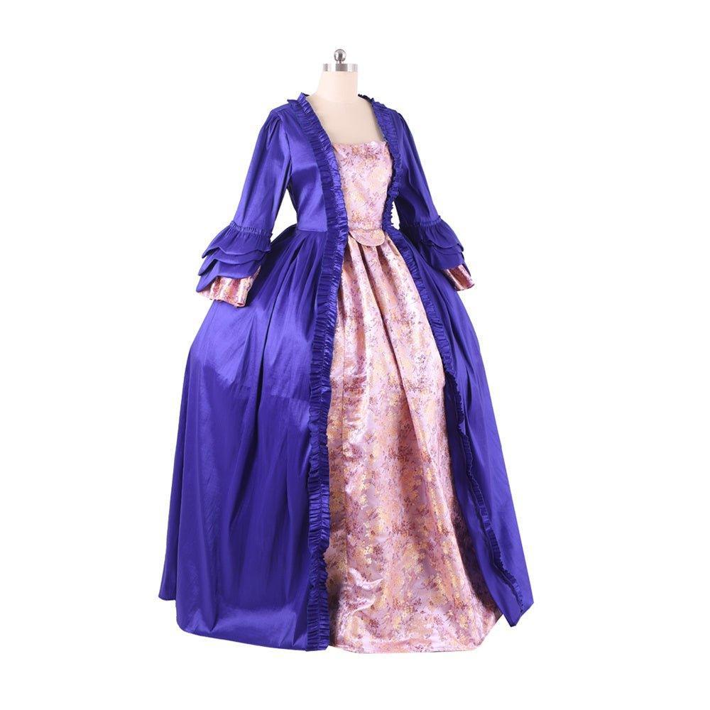 18th Century Rococo Purple Brocade Embroidered Gown - Astricos' Medieval Series-Astricos
