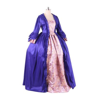 18th Century Rococo Purple Brocade Embroidered Gown - Astricos' Medieval Series-Astricos