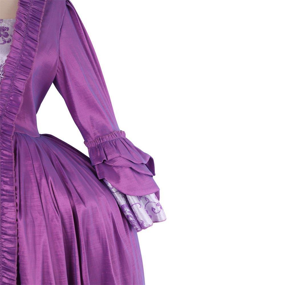 18th Century Rococo Purple Brocade Dress - Embroidered Medieval Gown-Astricos