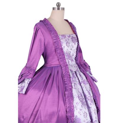 18th Century Rococo Purple Brocade Dress - Embroidered Medieval Gown-Astricos
