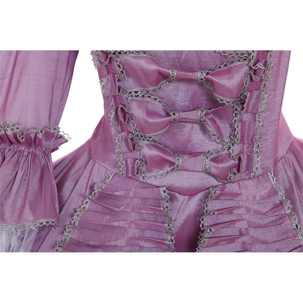 18th Century Rococo Purple Dress - Elegant Lace & Pleats | Astricos Collection-Astricos