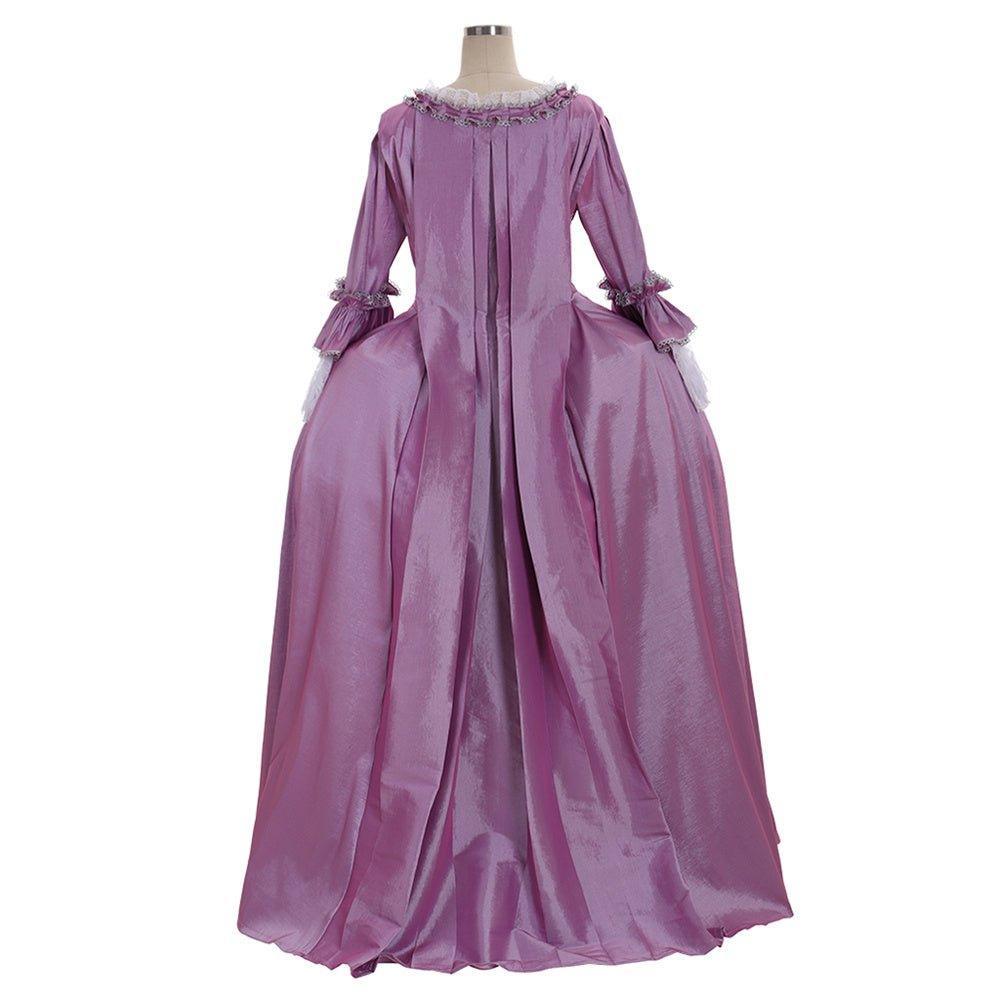 18th Century Rococo Purple Dress - Elegant Lace & Pleats | Astricos Collection-Astricos