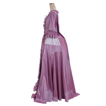 18th Century Rococo Purple Dress - Elegant Lace & Pleats | Astricos Collection-Astricos