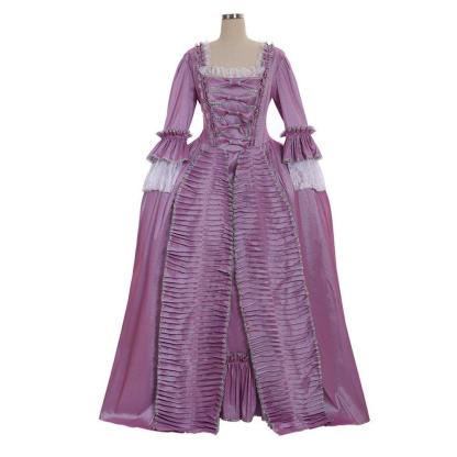 18th Century Rococo Purple Dress - Elegant Lace & Pleats | Astricos Collection-Astricos