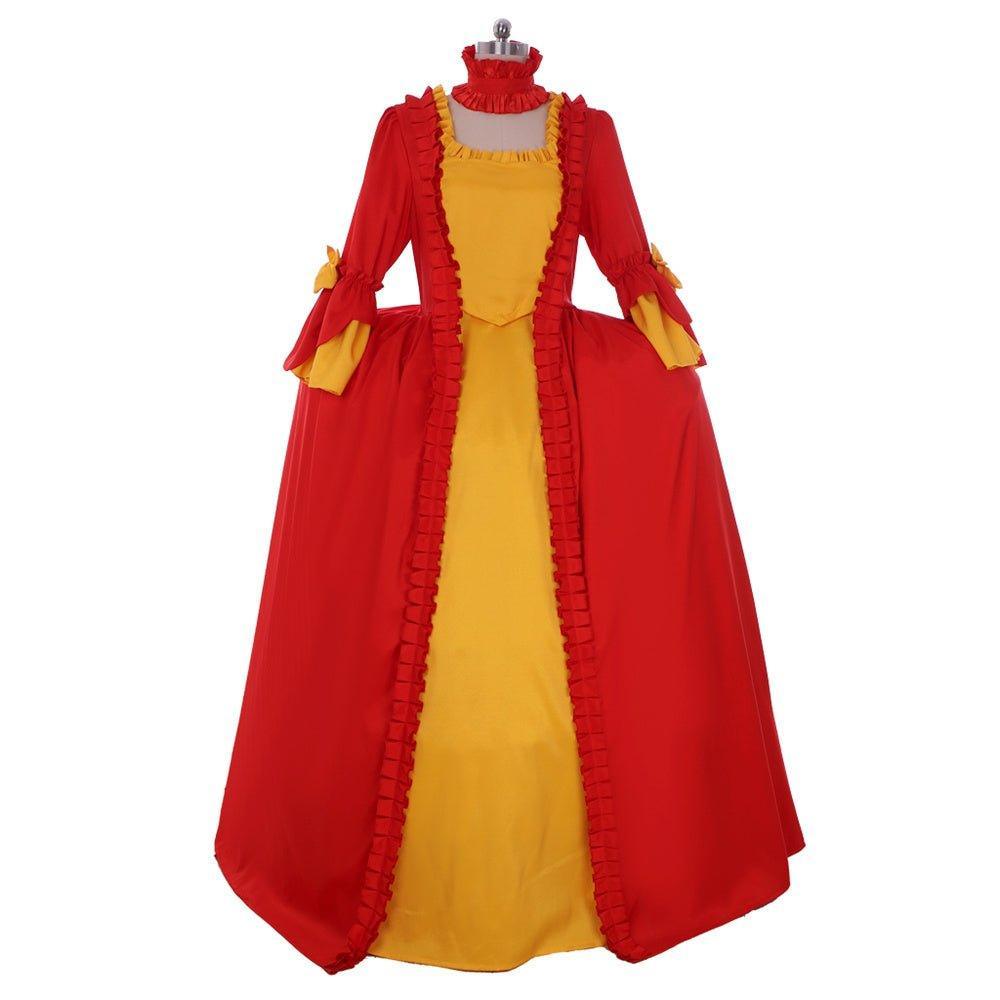 18th Century Rococo Red and Yellow Dress - Marie Antoinette Inspired Costume-Astricos