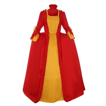 18th Century Rococo Red and Yellow Dress - Marie Antoinette Inspired Costume-Astricos