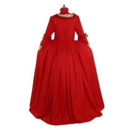 18th Century Rococo Red and Yellow Dress - Marie Antoinette Inspired Costume-Astricos