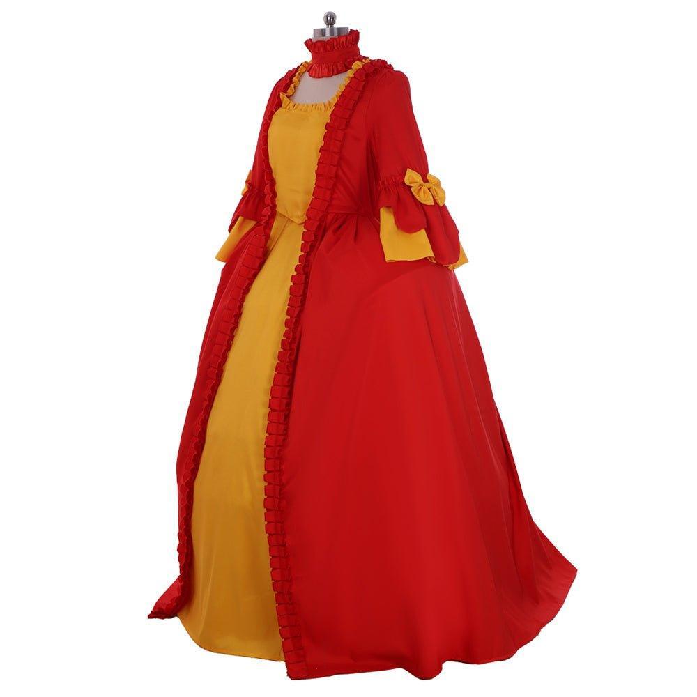 18th Century Rococo Red and Yellow Dress - Marie Antoinette Inspired Costume-Astricos