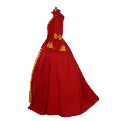 18th Century Rococo Red and Yellow Dress - Marie Antoinette Inspired Costume-Astricos