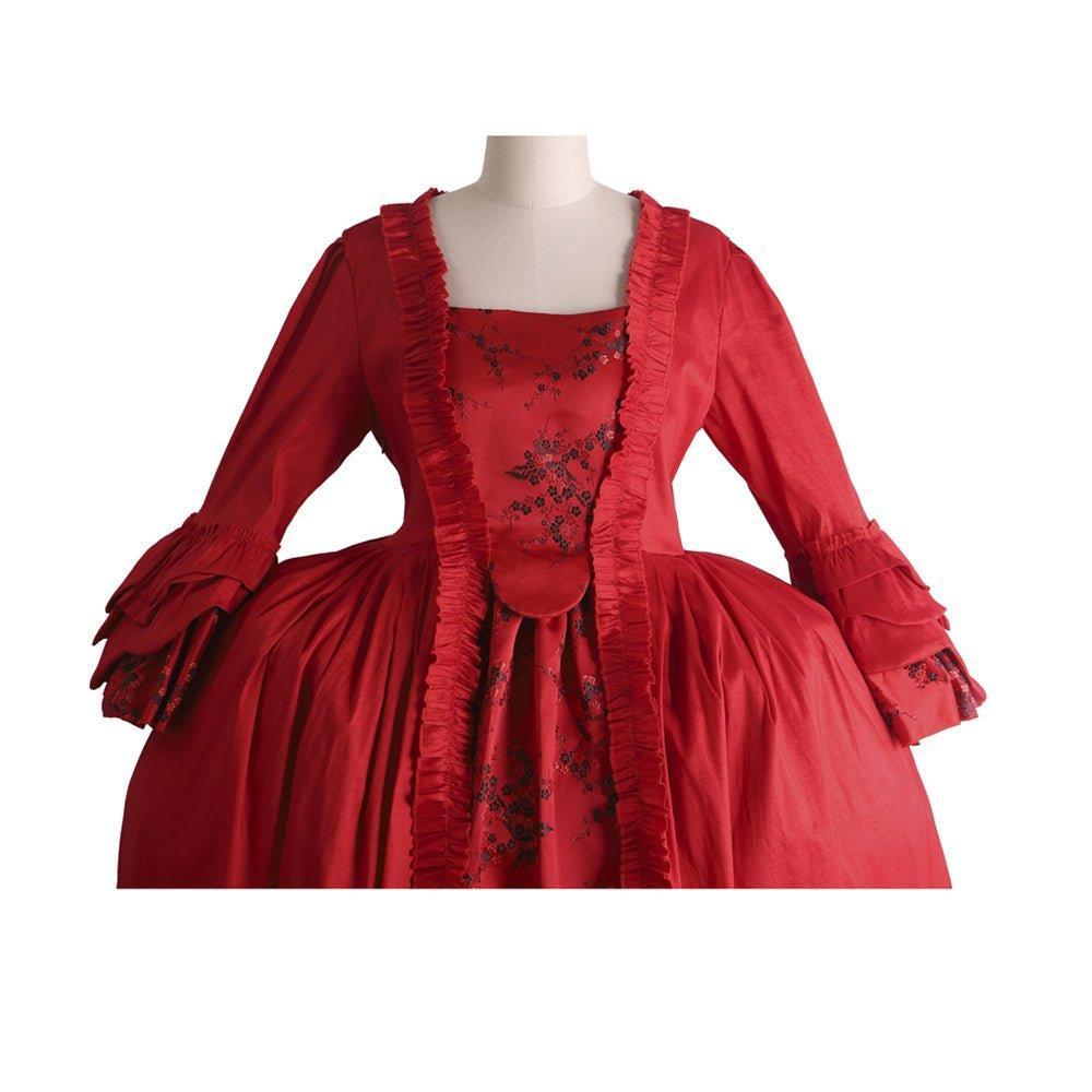 Majestic 18th Century Rococo Red Lace Dress - Marie Antoinette Inspired Elegance-Astricos