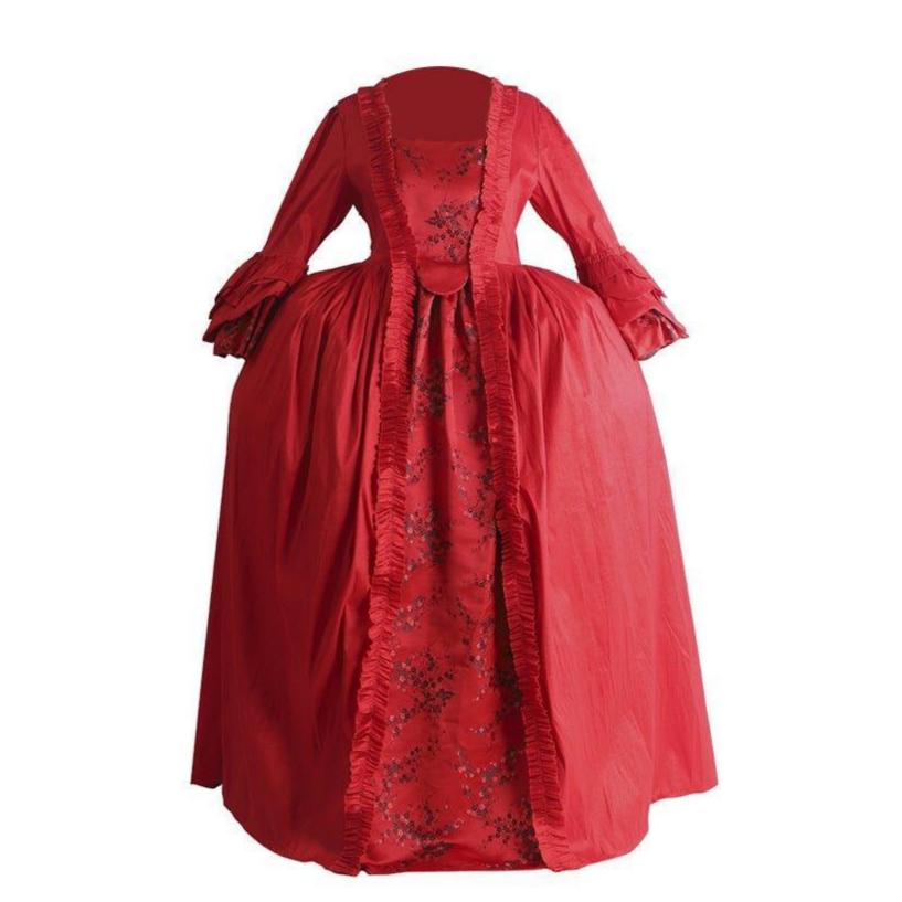 Majestic 18th Century Rococo Red Lace Dress - Marie Antoinette Inspired Elegance-Astricos