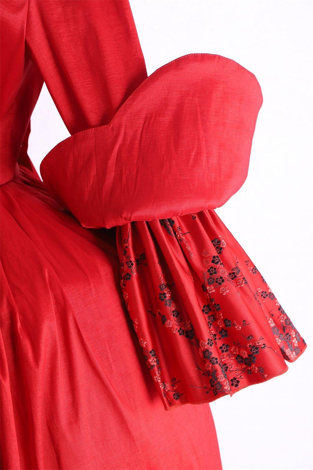Majestic 18th Century Rococo Red Lace Dress - Marie Antoinette Inspired Elegance-Astricos