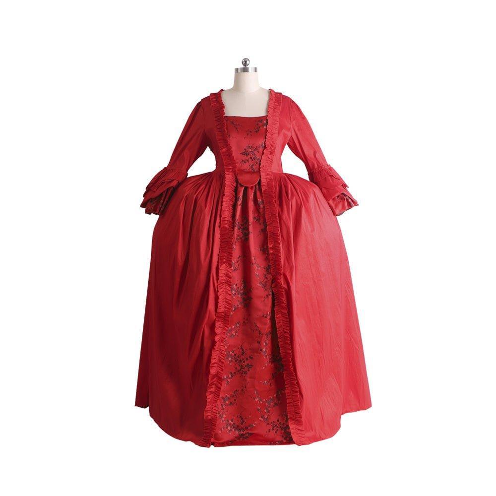 Majestic 18th Century Rococo Red Lace Dress - Marie Antoinette Inspired Elegance-Astricos