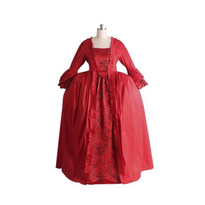 Majestic 18th Century Rococo Red Lace Dress - Marie Antoinette Inspired Elegance-Astricos