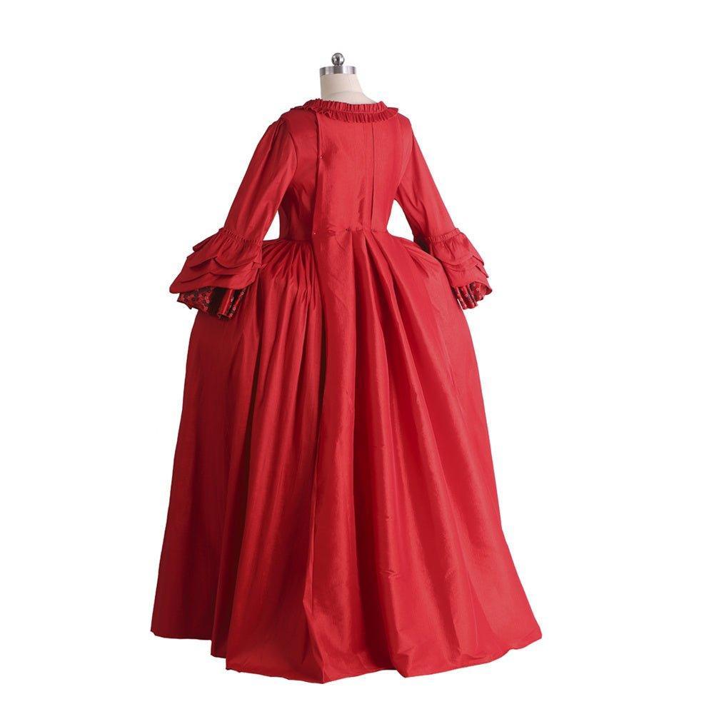 Majestic 18th Century Rococo Red Lace Dress - Marie Antoinette Inspired Elegance-Astricos
