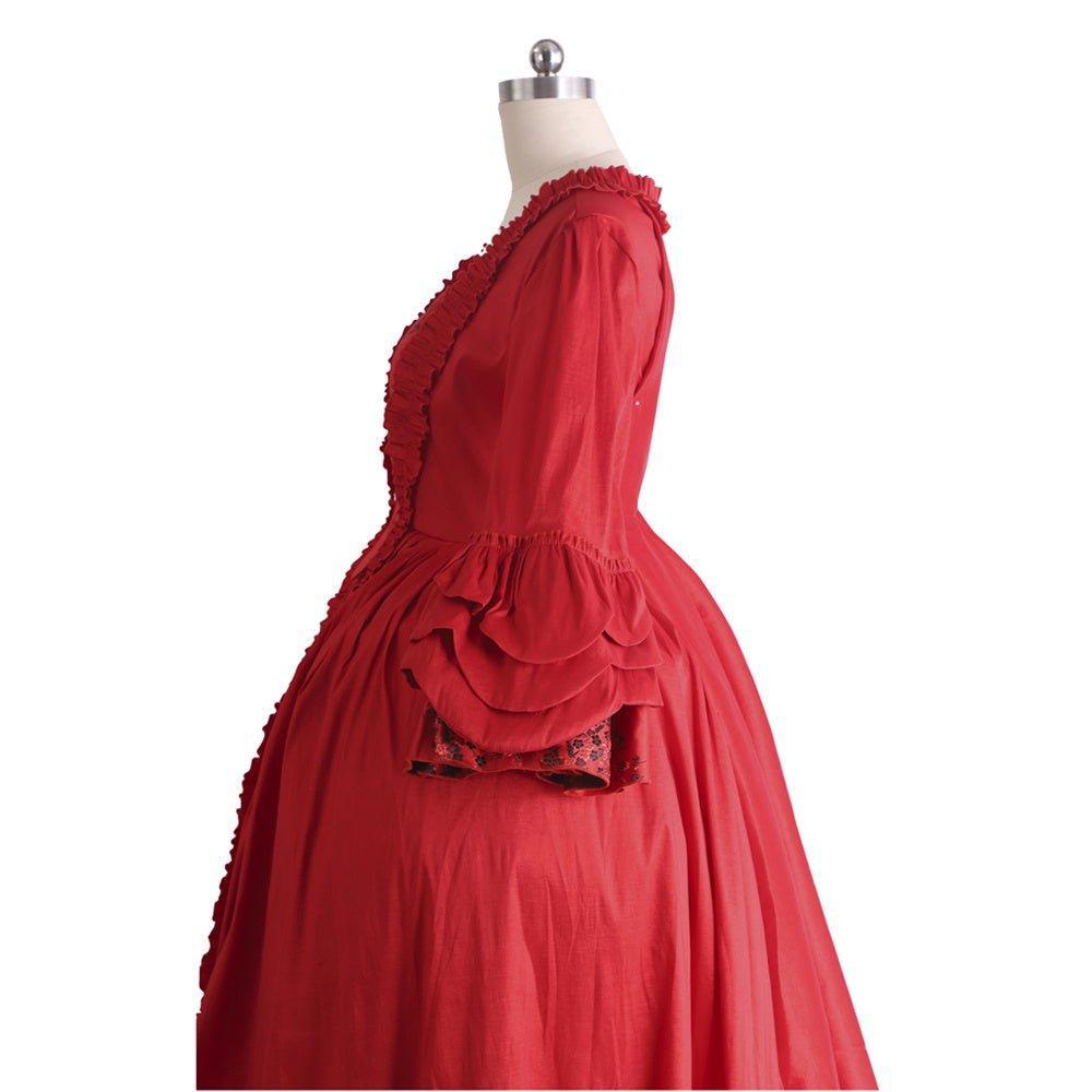Majestic 18th Century Rococo Red Lace Dress - Marie Antoinette Inspired Elegance-Astricos