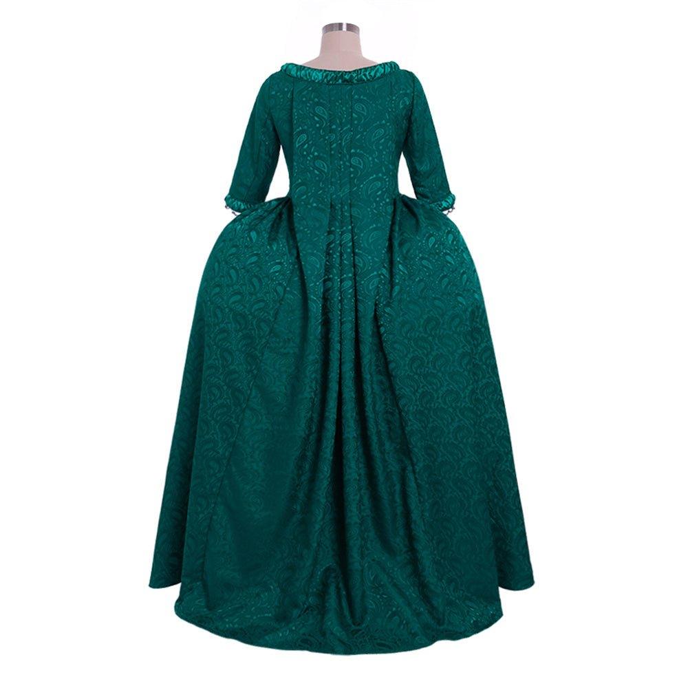 Marie Antoinette Inspired Green Brocade Dress - 18th Century Rococo Revival-Astricos