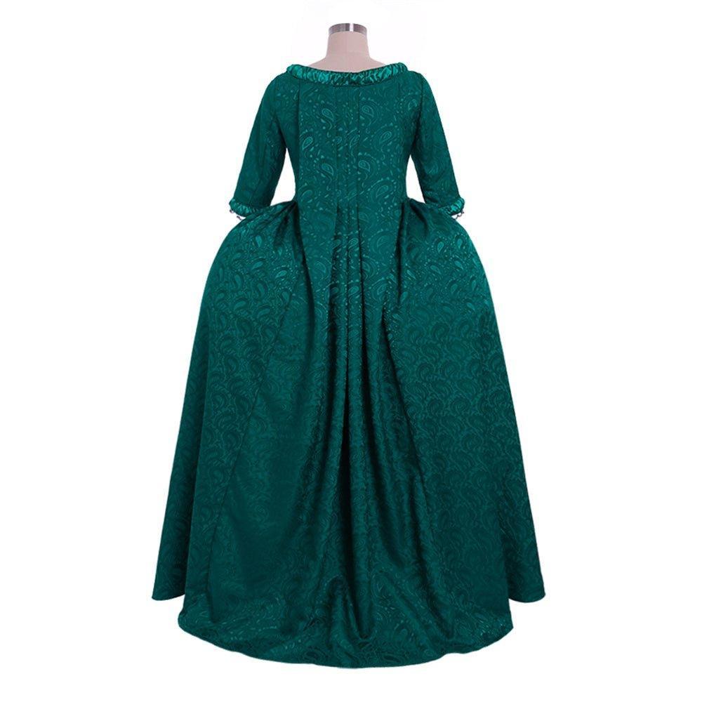 Marie Antoinette Inspired Green Brocade Dress - 18th Century Rococo Revival-Astricos