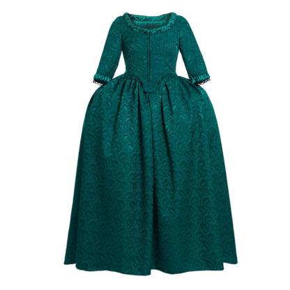 Marie Antoinette Inspired Green Brocade Dress - 18th Century Rococo Revival-Astricos