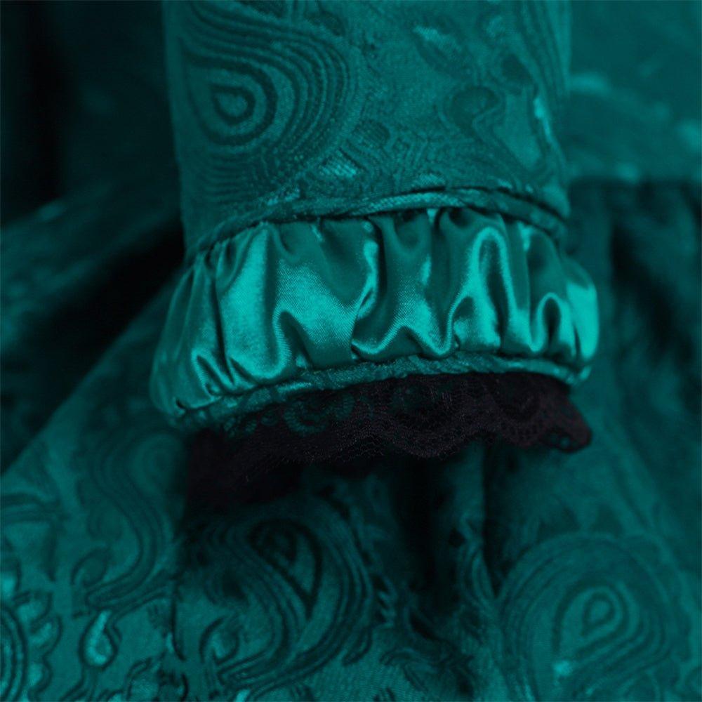 Marie Antoinette Inspired Green Brocade Dress - 18th Century Rococo Revival-Astricos