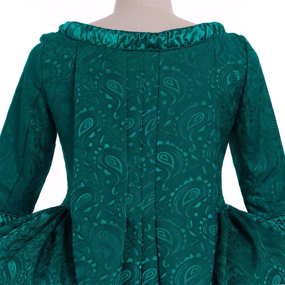 Marie Antoinette Inspired Green Brocade Dress - 18th Century Rococo Revival-Astricos