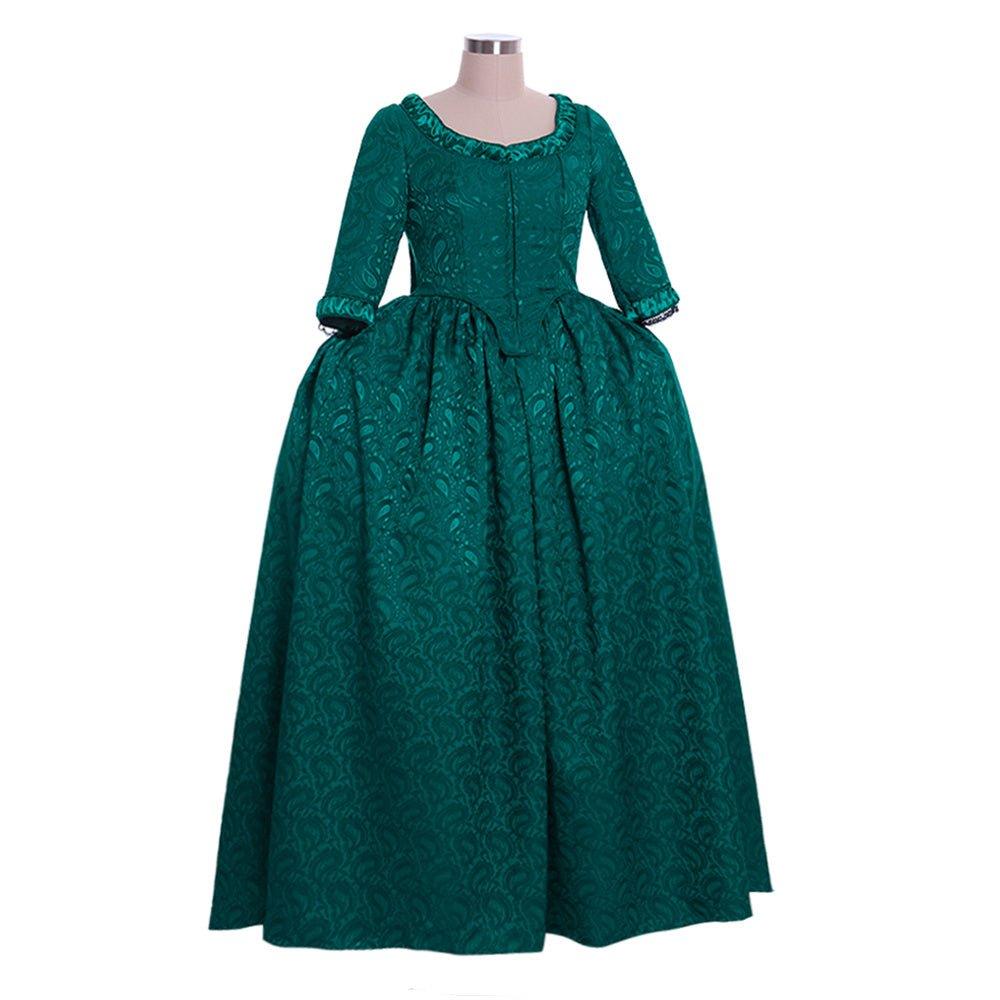 Marie Antoinette Inspired Green Brocade Dress - 18th Century Rococo Revival-Astricos