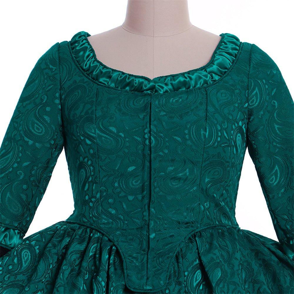 Marie Antoinette Inspired Green Brocade Dress - 18th Century Rococo Revival-Astricos
