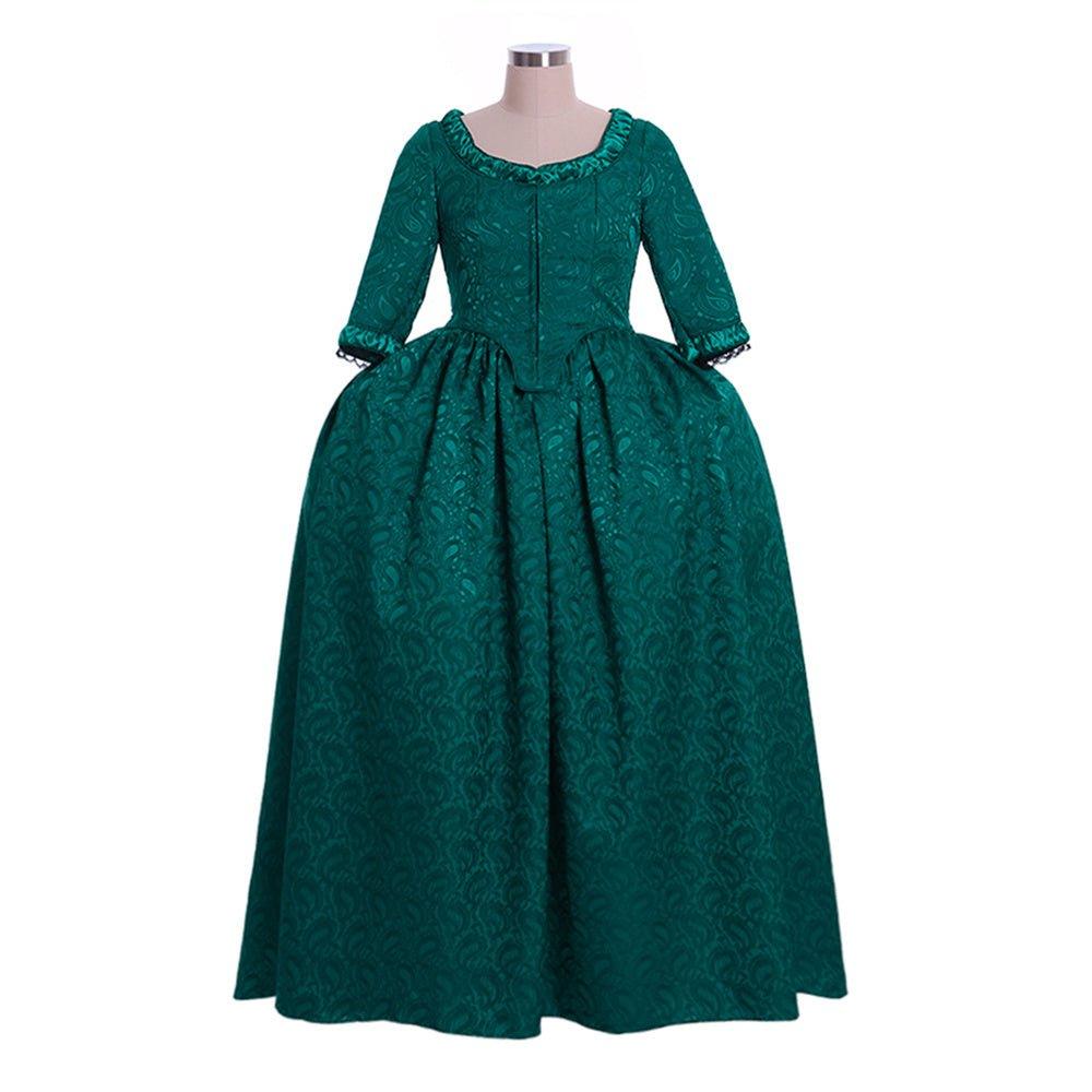 Marie Antoinette Inspired Green Brocade Dress - 18th Century Rococo Revival-Astricos