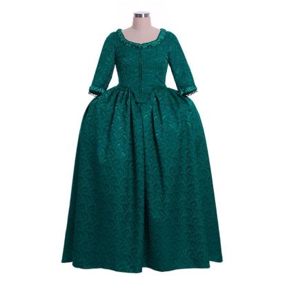 Marie Antoinette Inspired Green Brocade Dress - 18th Century Rococo Revival-Astricos