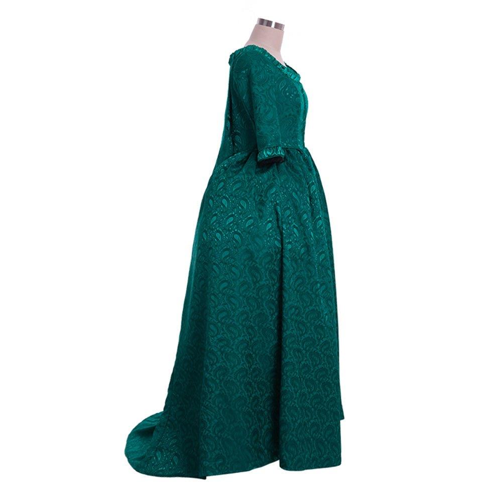 Marie Antoinette Inspired Green Brocade Dress - 18th Century Rococo Revival-Astricos
