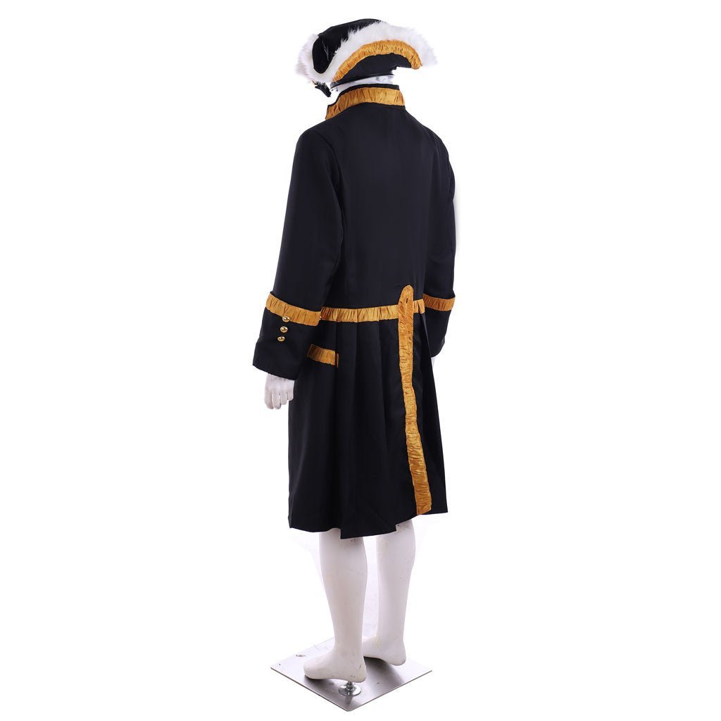 18th Century Tudor Regency Royal Men’s Black Coat & Vest Renaissance Party Suit | Astricos-Astricos