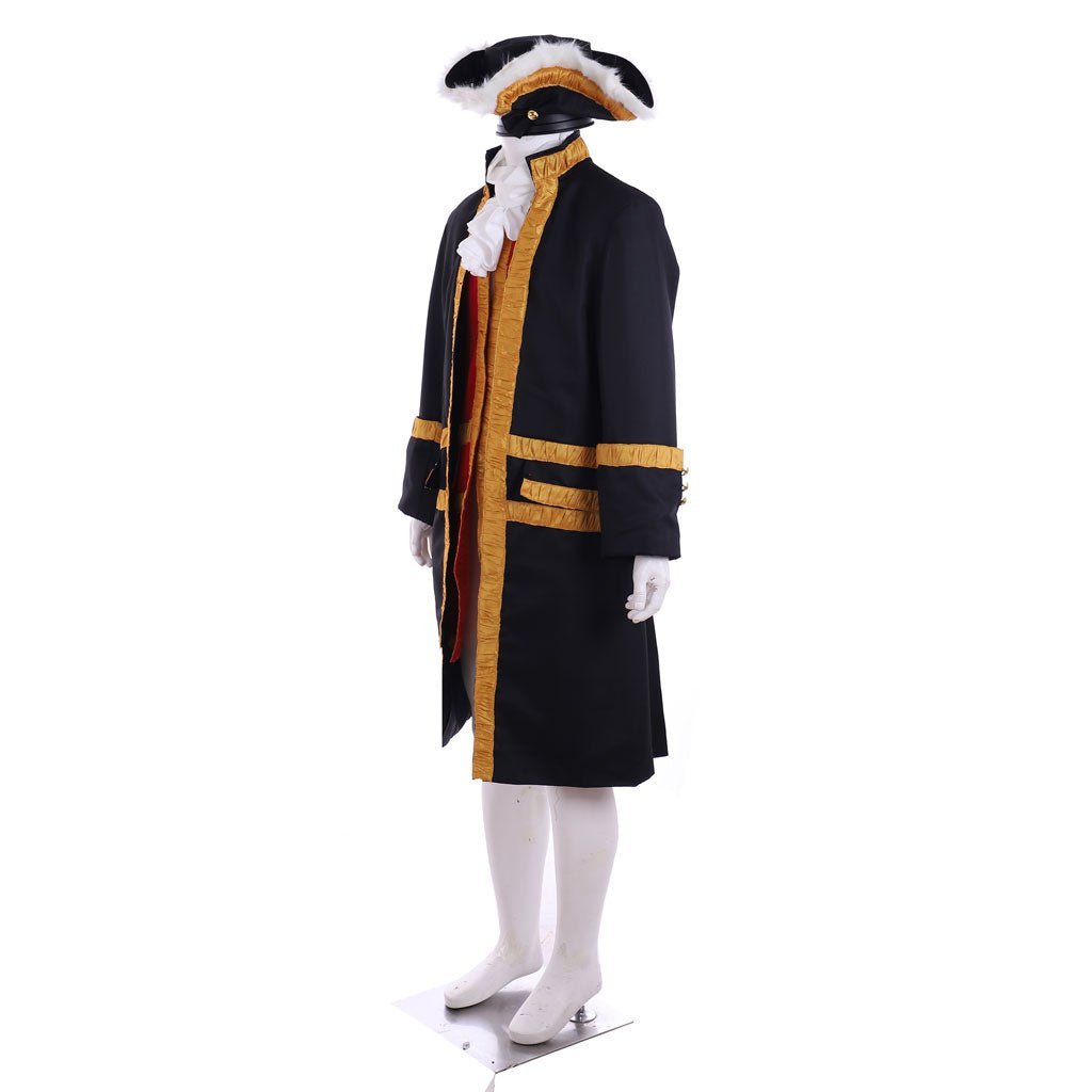 18th Century Tudor Regency Royal Men’s Black Coat & Vest Renaissance Party Suit | Astricos-Astricos