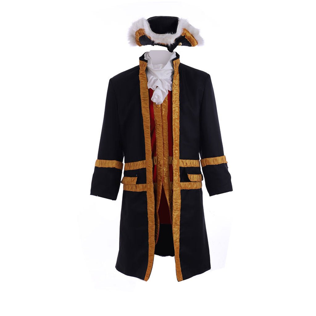 18th Century Tudor Regency Royal Men’s Black Coat & Vest Renaissance Party Suit | Astricos-Astricos