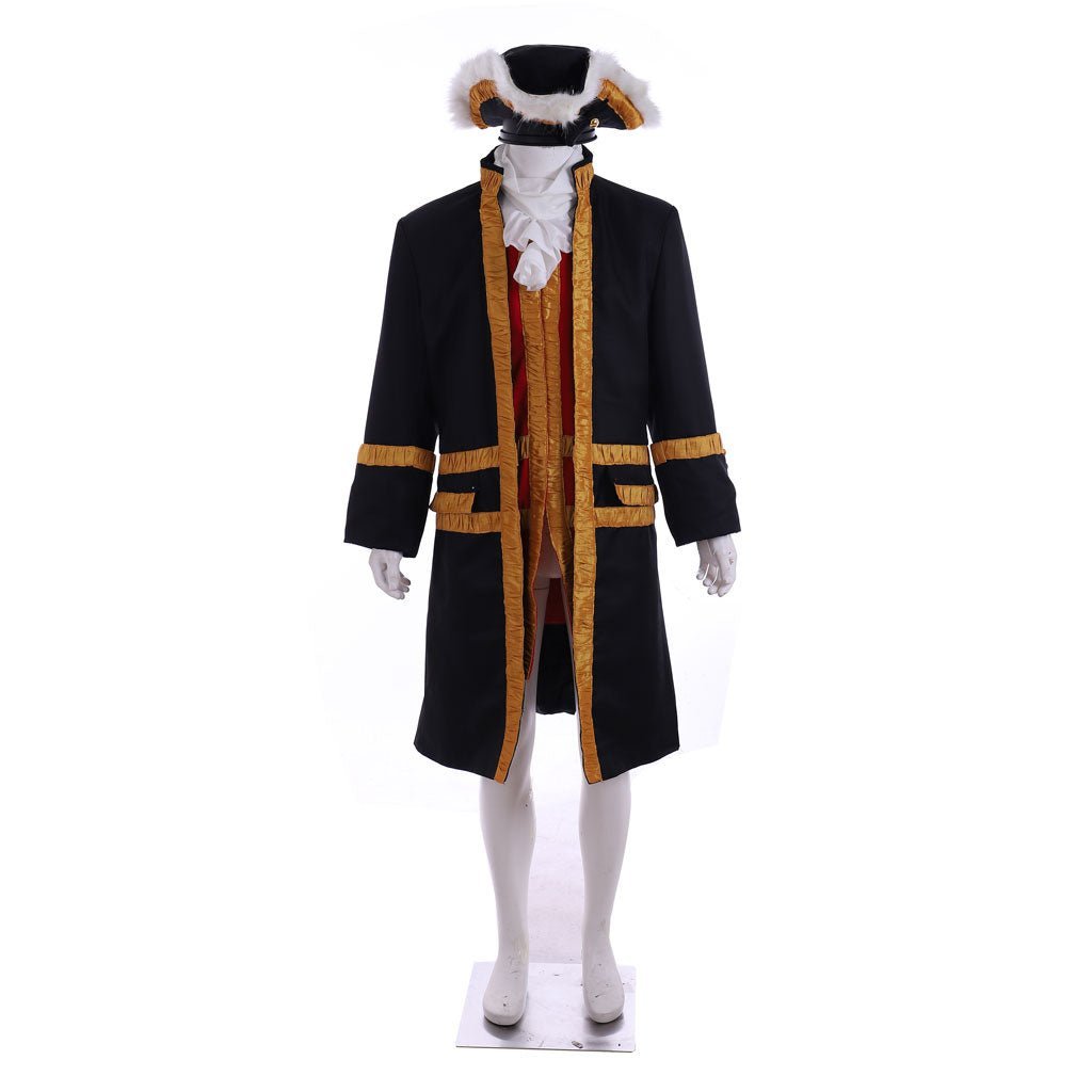 18th Century Tudor Regency Royal Men’s Black Coat & Vest Renaissance Party Suit | Astricos-Astricos