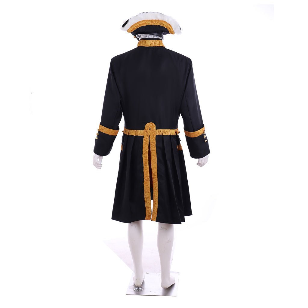18th Century Tudor Regency Royal Men’s Black Coat & Vest Renaissance Party Suit | Astricos-Astricos
