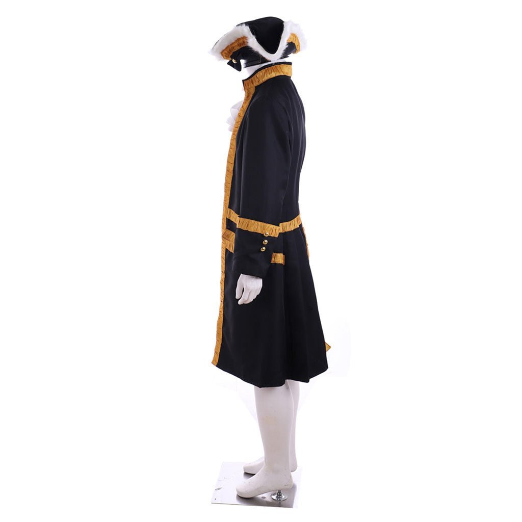 18th Century Tudor Regency Royal Men’s Black Coat & Vest Renaissance Party Suit | Astricos-Astricos