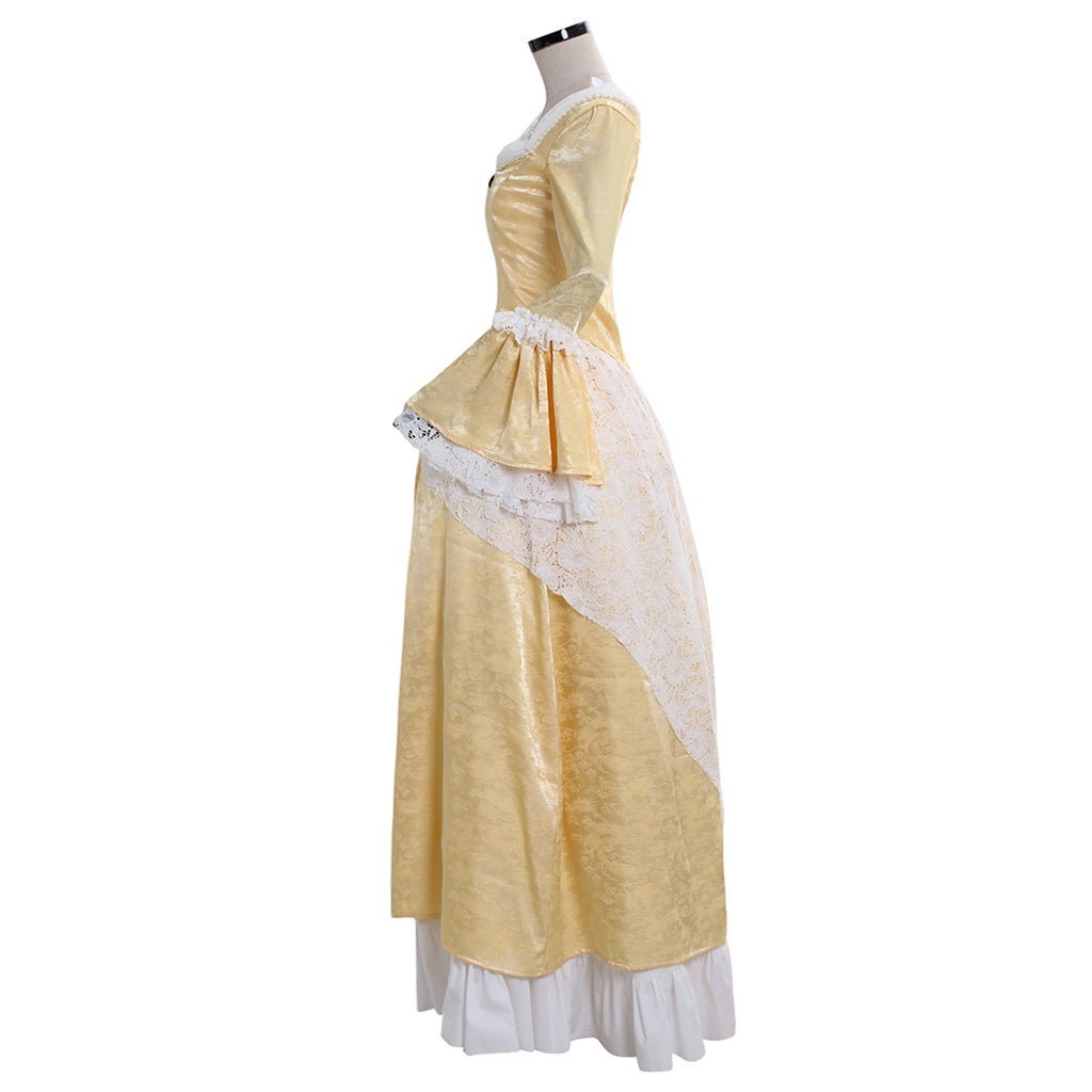 18th Century Marie Antoinette Colonial Rococo Gold Costume Dress - French Court Halloween Outfit-Astricos