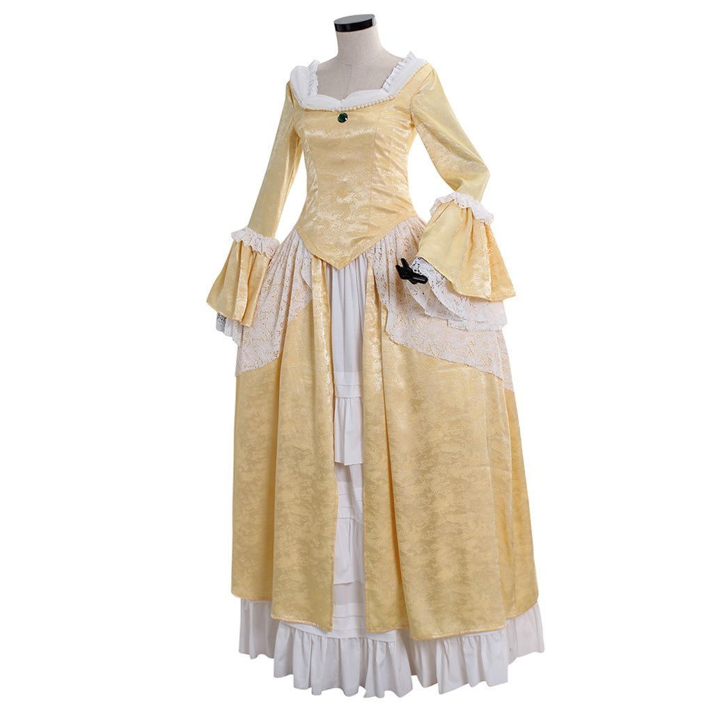 18th Century Marie Antoinette Colonial Rococo Gold Costume Dress - French Court Halloween Outfit-Astricos