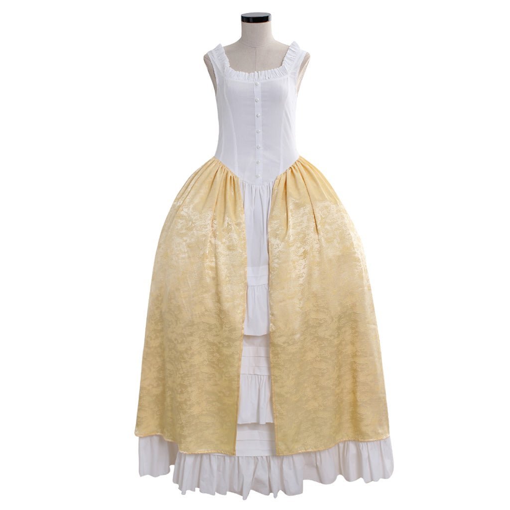 18th Century Marie Antoinette Colonial Rococo Gold Costume Dress - French Court Halloween Outfit-Astricos