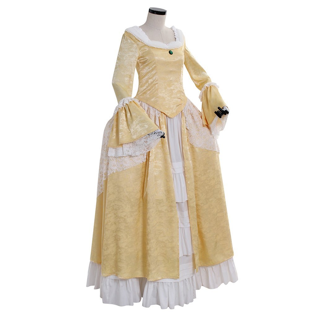 18th Century Marie Antoinette Colonial Rococo Gold Costume Dress - French Court Halloween Outfit-Astricos