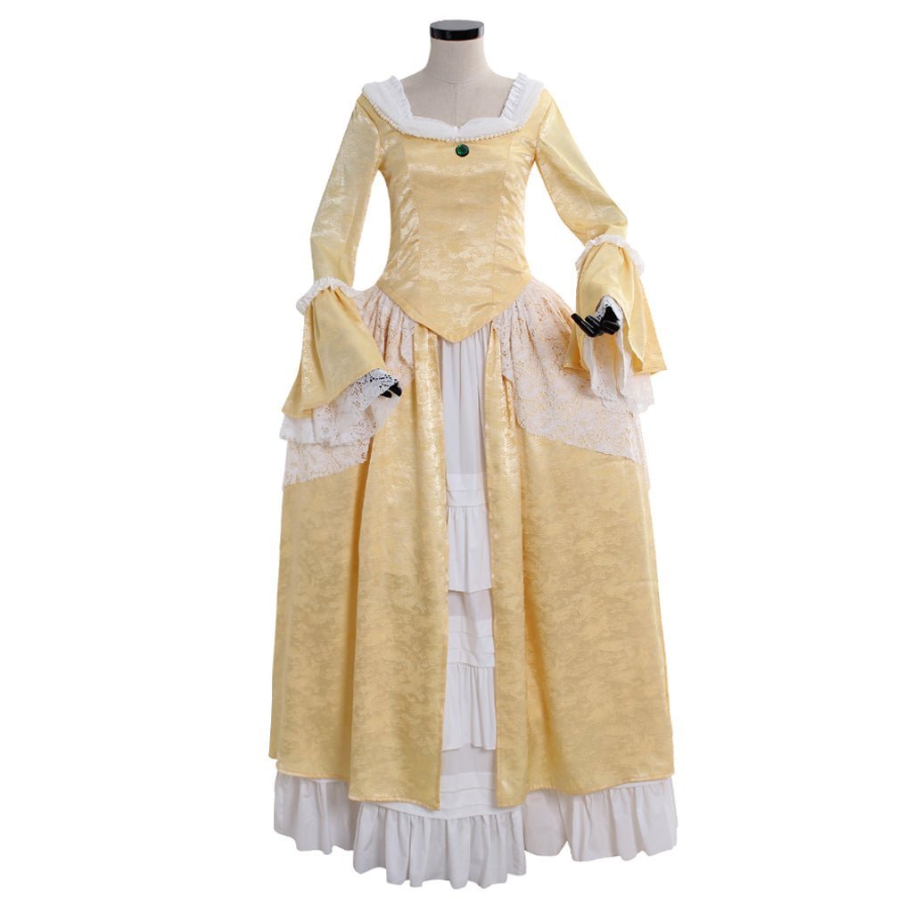 18th Century Marie Antoinette Colonial Rococo Gold Costume Dress - French Court Halloween Outfit-Astricos