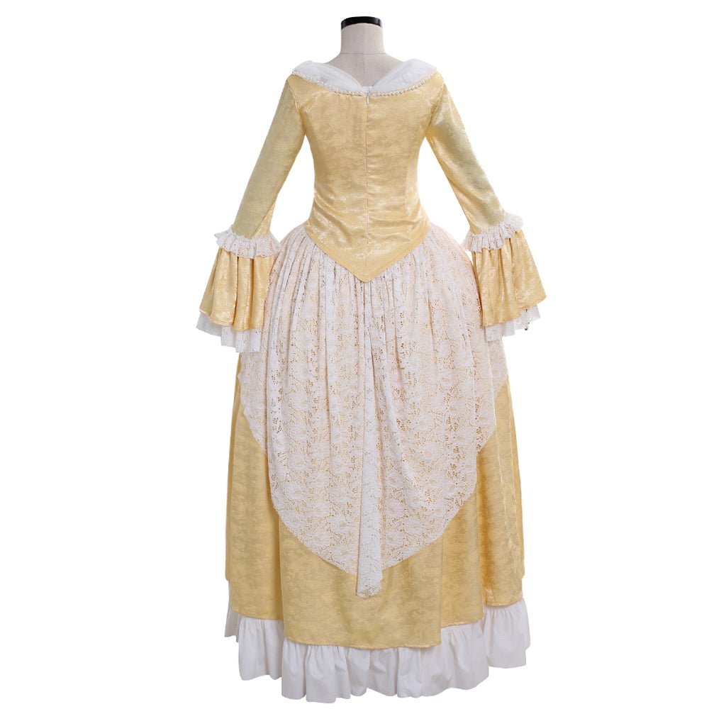 18th Century Marie Antoinette Colonial Rococo Gold Costume Dress - French Court Halloween Outfit-Astricos