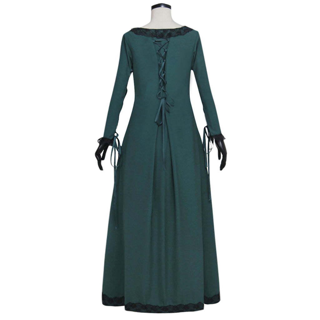Authentic Medieval Irish Renaissance Dress - Dark Green Cosplay Costume-Astricos