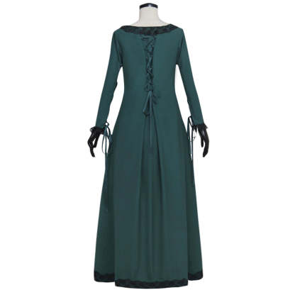 Authentic Medieval Irish Renaissance Dress - Dark Green Cosplay Costume-Astricos