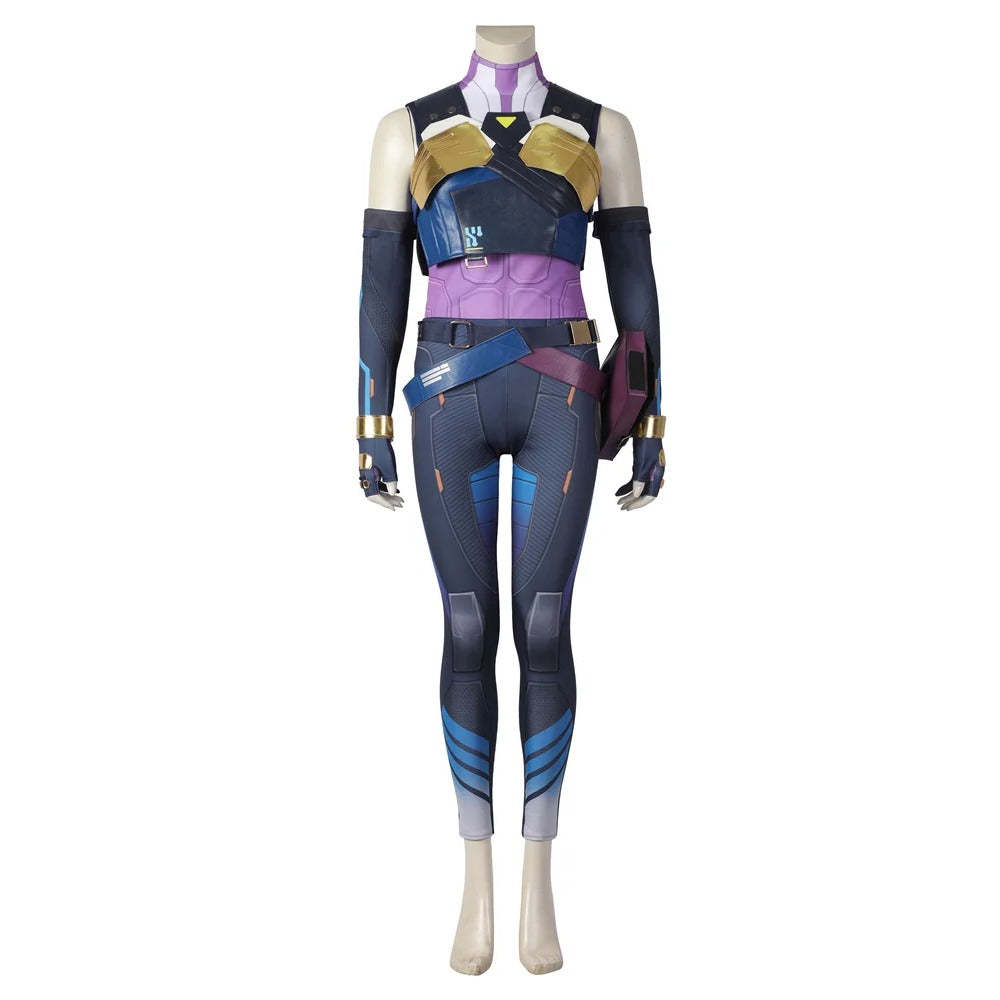 Valorant Neon Cosplay Costume – Blue Combat Uniform for Women | Full Set for Halloween & Party | Astricos-Astricos