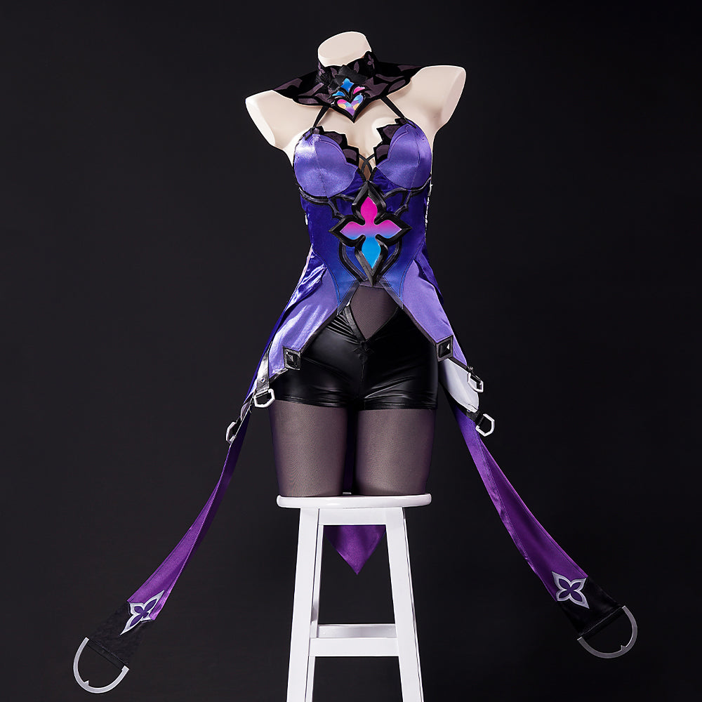 Honkai Star Rail Black Swan Cosplay Costume - Purple Dress & Wig Set | Astricos-Astricos