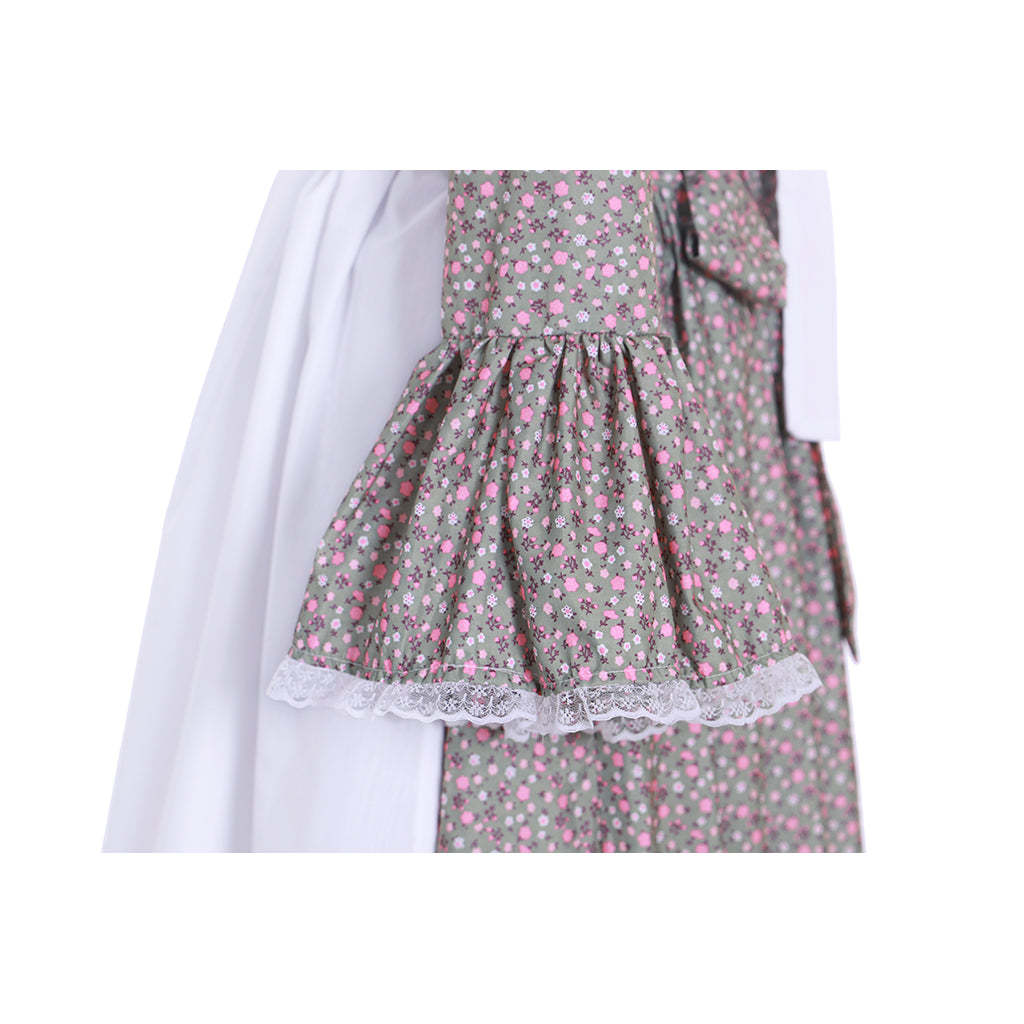 Victorian Pioneer Pilgrim Wench Floral Prairie Dress - Women’s Colonial Lolita Cosplay Gown | Astricos-Astricos