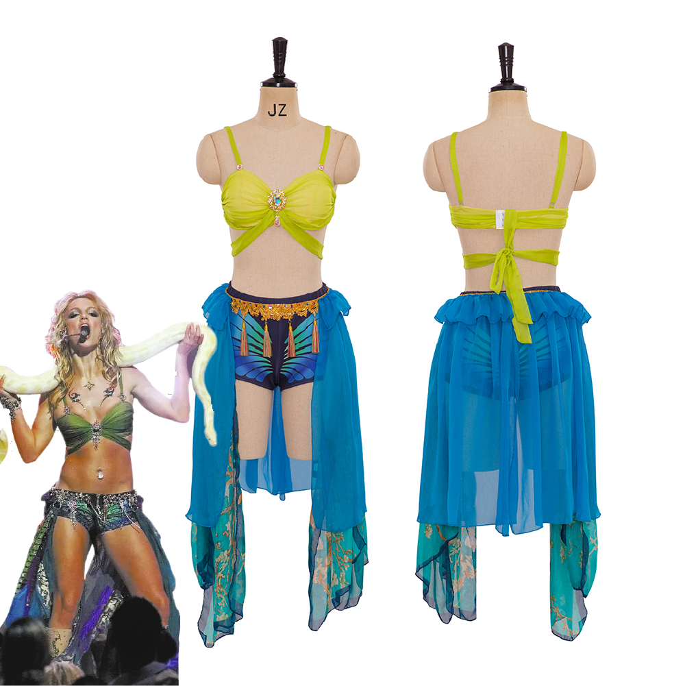 Britney Spears Slave Costume Blue Dance Dress - Sexy Cosplay Outfit | Astricos-Astricos
